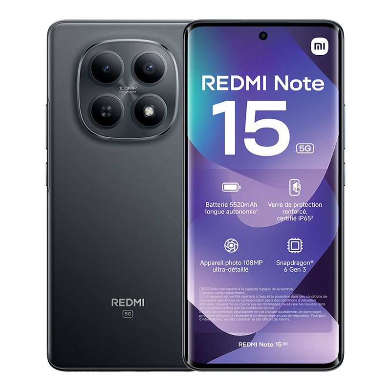 Acheter Smartphone Xiaomi Redmi Note 15 5g 256go Noir Bon état - 289,00 € Smartphone Xiaomi Redmi Note 15 5g 256go Noir Bon état - reconditionné disponible sur Electro Depot